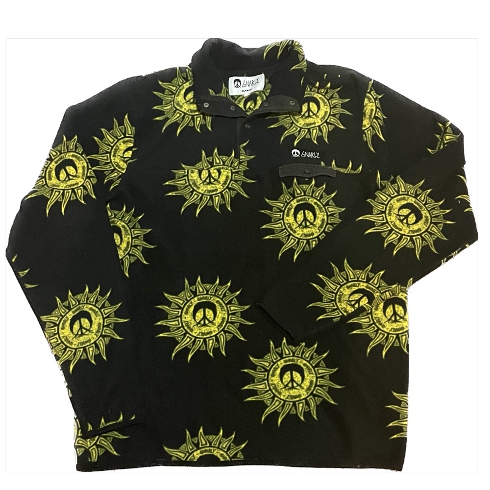 Gnarly Men's Black and Yellow Sun Pattern Sweater - Picture 2 of 8